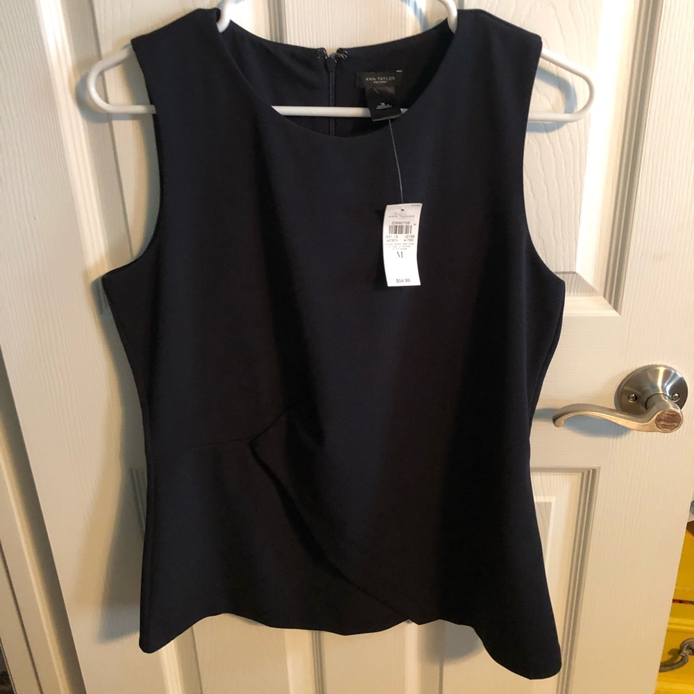 NWT Ann Taylor Navy Sleeveless Top Blouse
